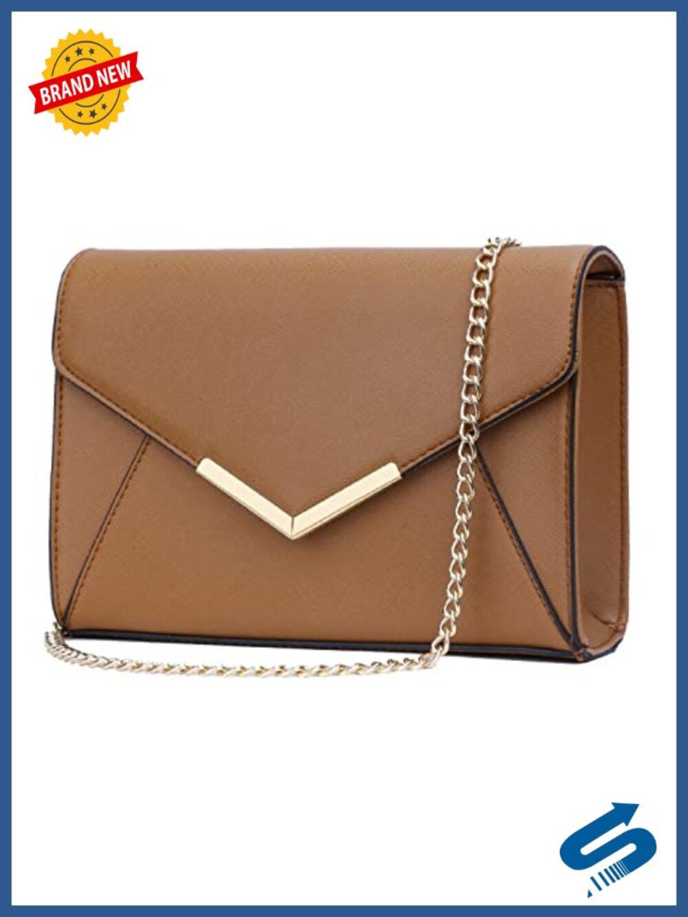 Faux Leather Evening Clutch with Detachable Chain Strap for Party Wedding Prom